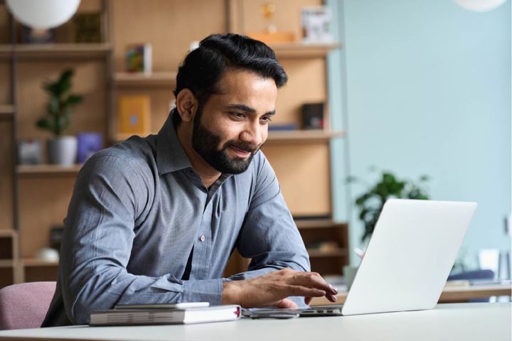 man working on laptop